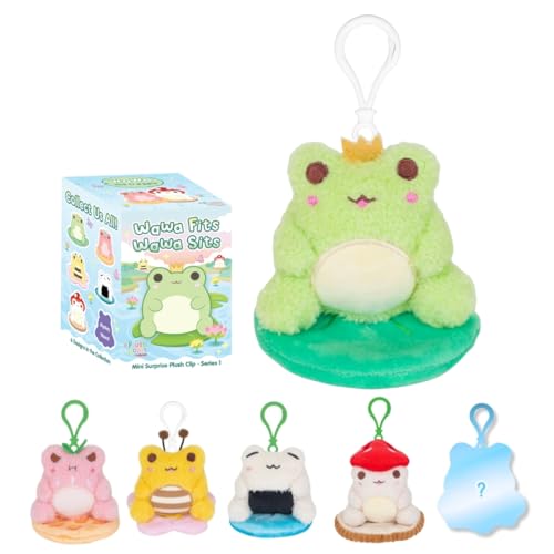 Cuddle Barn PlushGoals Wawa Fits Wawa Sits Blind Box Series 1 Collectible Plush Bag Charm Kawaii Cute Frog Plushie Clips Mystery Unboxing Random Styles Great Stocking Stuffer 3 inches - Image 1