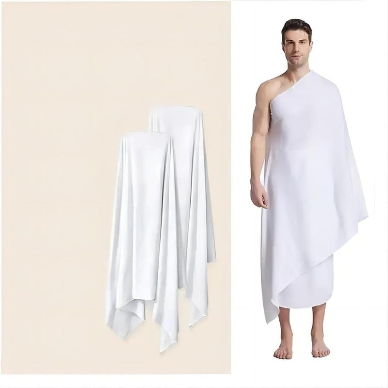 Hajj and Umrah pilgrimage: 100 cotton ihram towel set, white, ultra-soft, highly absorbent, hygienic, lightweight for comfort - Image 2