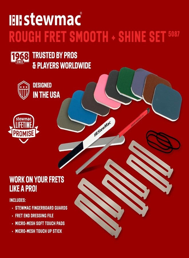 مجموعة StewMac Rough Fret Smooth + Shine، مجموعة تلميع وتنعيم أطراف أصابع الجيتار، تلميع الخدوش في الطلاء وواقي الريشة (5087) - Image 2