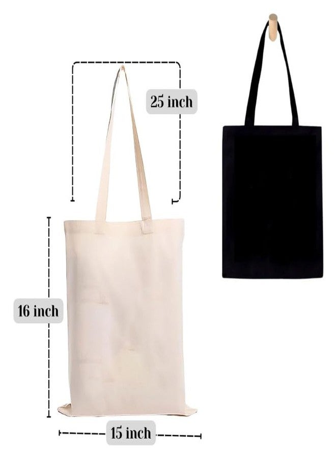 VARA Canvas Tote Bag | Reusable Shopping Bag | Natural and Black, 2 Pack - Image 4