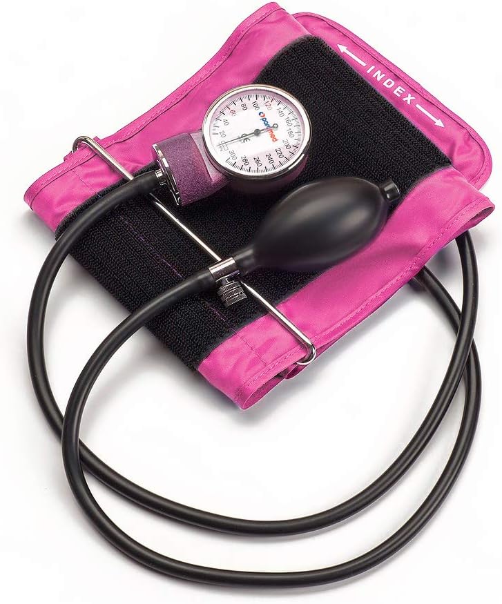 paramed Aneroid Sphygmomanometer – Manual Blood Pressure Cuff with Universal Cuff 8.7-16.5" and D-Ring – Carrying Case in The kit – Pink – Stethoscope Not Included - Image 5