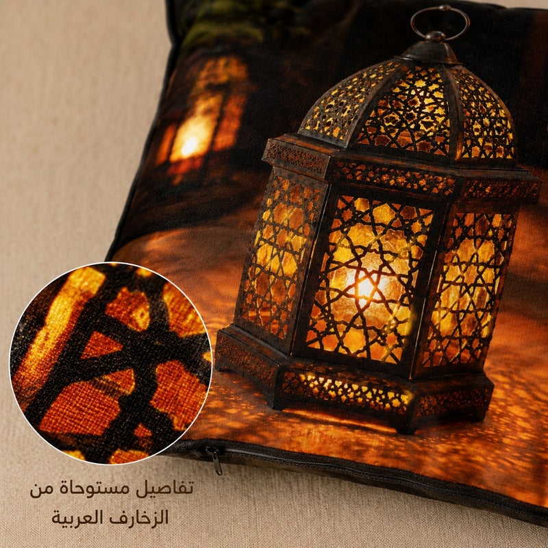 Middle Eastern Warm Lantern Print Cushion Cover, Arabic Geometric Pattern Sofa Pillowcase for Living Room, Bedroom Decor and Gift - Image 5