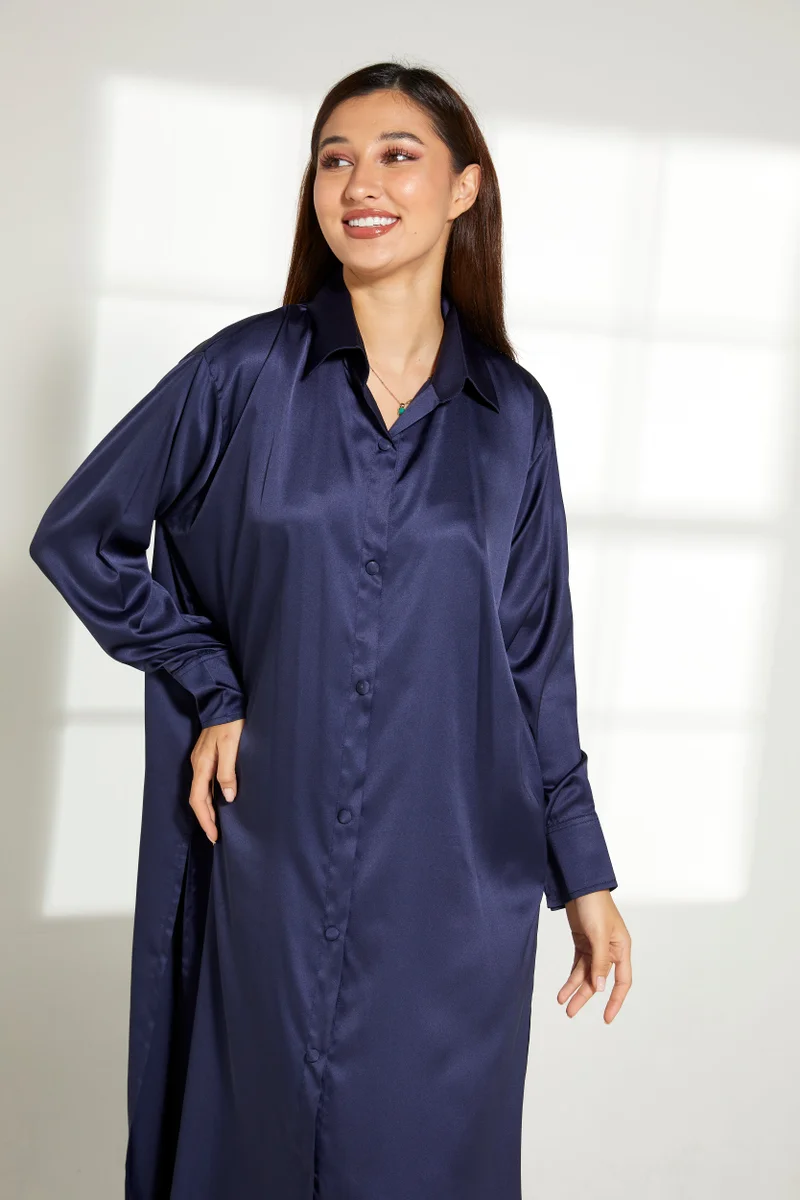 Moistreet Button Down Long Top & Pants Set