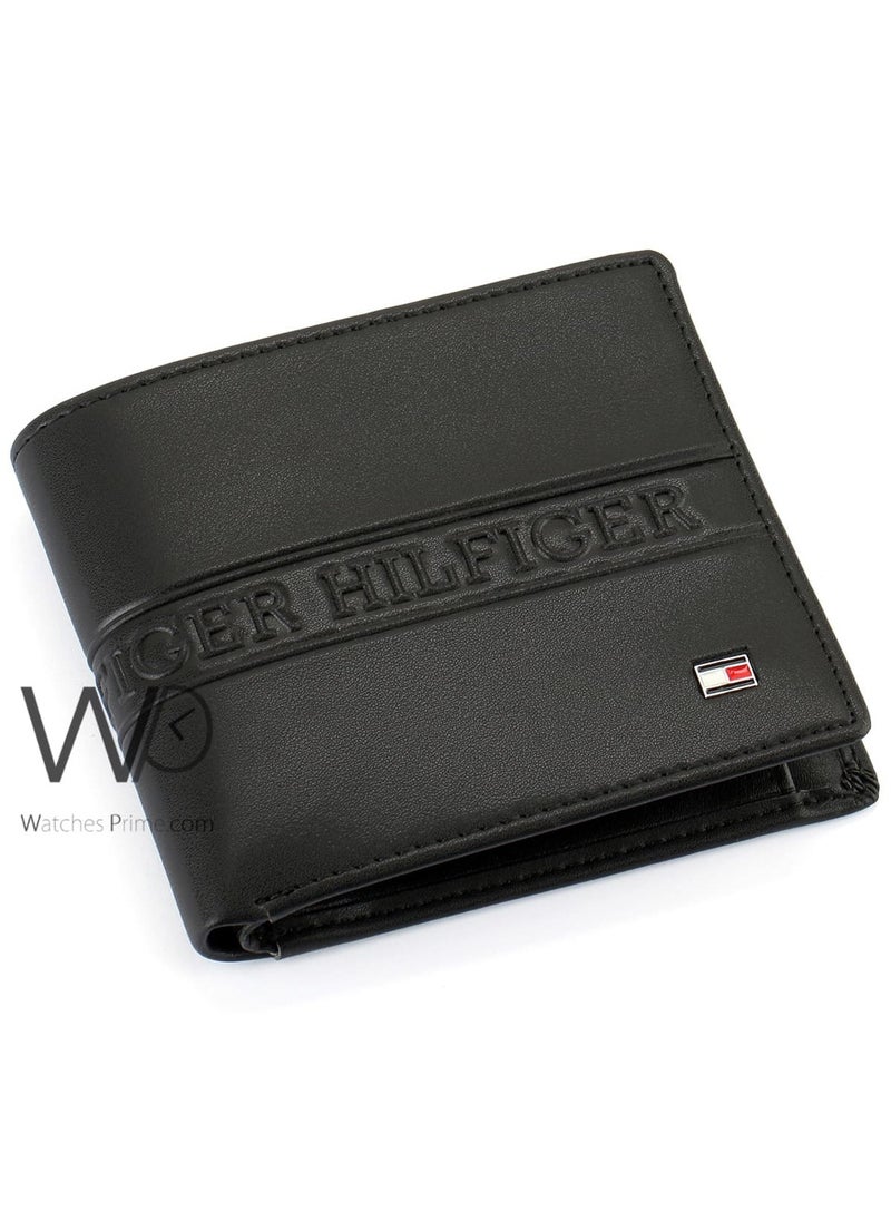 Tommy Hilfiger Plus Tommy Hilfiger Men's Purse Natural Leather Black Patterned Hilfiger  - Image 1