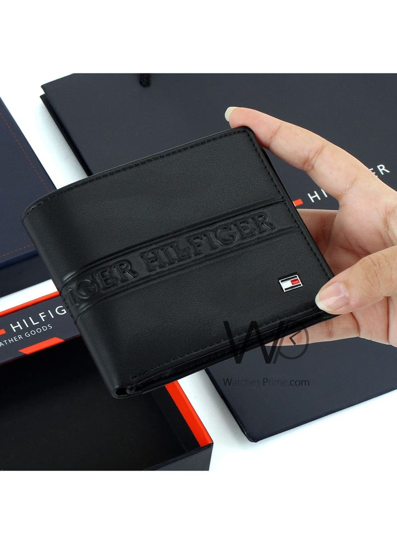 Tommy Hilfiger Plus Tommy Hilfiger Men's Purse Natural Leather Black Patterned Hilfiger  - Image 2
