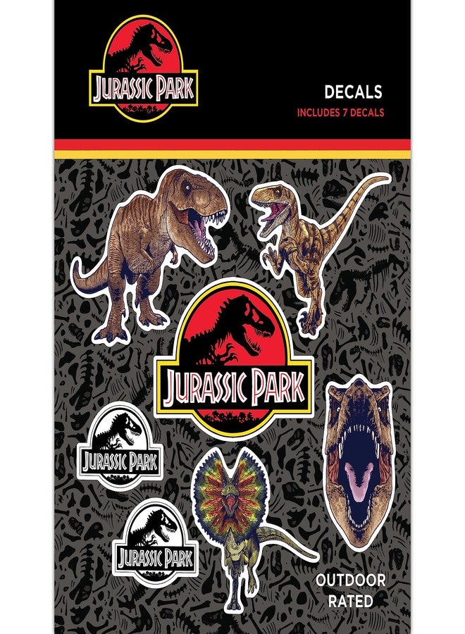 WALL PALZ Jurassic Park Licensed Decals - Set of 7 Dinosaurs and Logos Waterproof Vinyl Stickers for Car Truck Water Bottle Laptop Skateboard - Jurassic World Stickers - Image 1