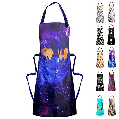 Sosolong Adjustable Waterproof Apron, Apron with 2 Pockets Cooking Kitchen Aprons for Women Men Chef, Adult Gifts - Image 1