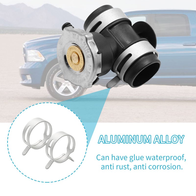 Generic ZUDKSUY Radiator Coolant Filler Neck with Radiator Filler Cap,1*connector 1*tank cap 2*clamp Replacement 52028810AL 52029195AK 55116901AA Compatible with 93-07 radiator 2.4L 3.7L 4.0L  - Image 2