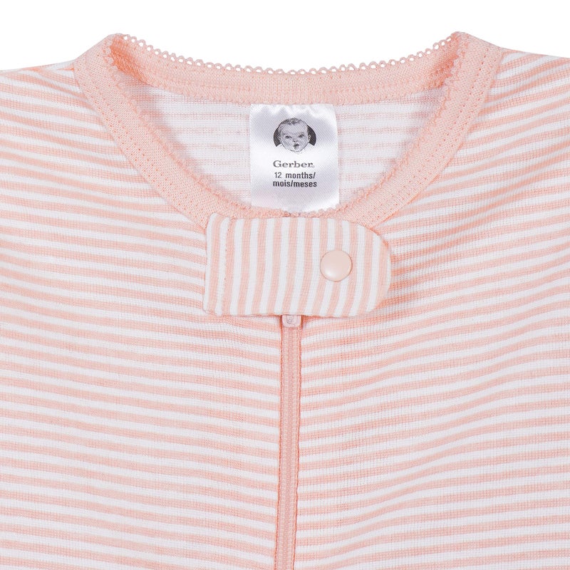 Gerber Baby Girls 2-Pack Footed Pajamas, Love Pink, 12 Months - Image 3