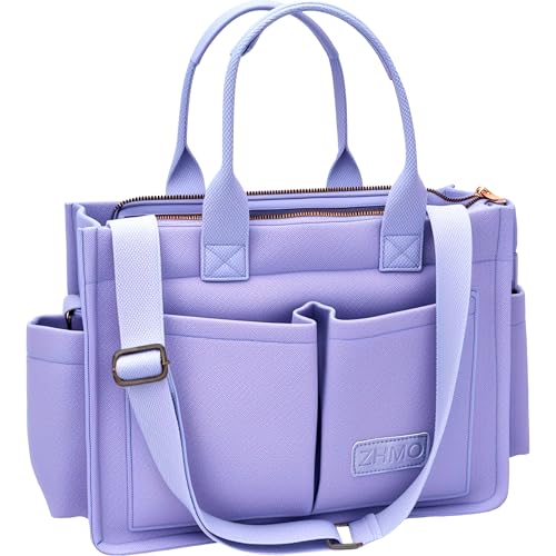ZHMO Canvas Tote Bag for Women With Compartments and Zipper,Women's Bags Crossbody Bags Work Laptop Tote Bag Large Satchels Handbag Tote Purse Everyday Shoulder Bag for Travel Nurse Teacher Church - Image 1