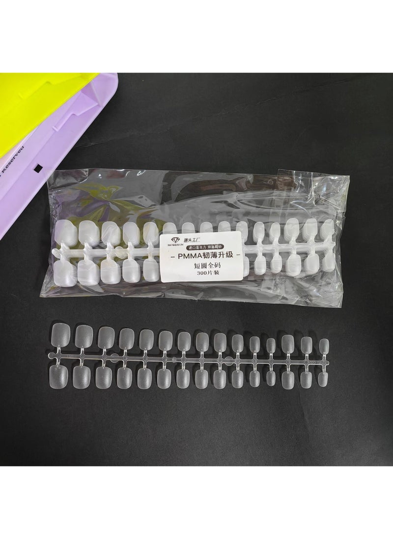 Generic 300-Piece Nail Wrap Set Ultra-Thin Short Round (Beanie A) Frosted Full Size