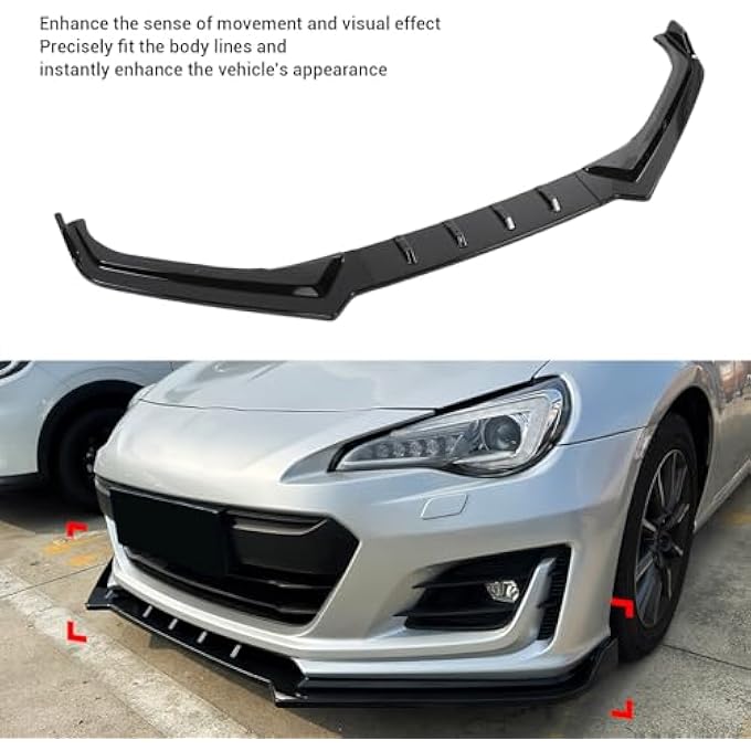 Jiawu Front Bumper Lip Spoiler Replacement Seamless Fit Fit for Subaru BRZ 2017-2021 Sporty Aesthetic Weatherproof Front Lip Guard Protector for Car Enthusiasts (Glossy Black) - Image 3