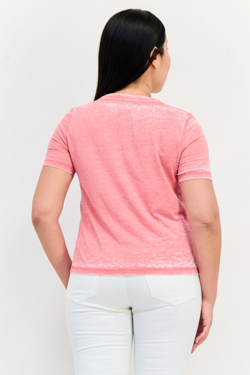 ONLY Women Crew Neck Short Sleeve Graphic Print T-Shirt, Rose Pink - Image 3