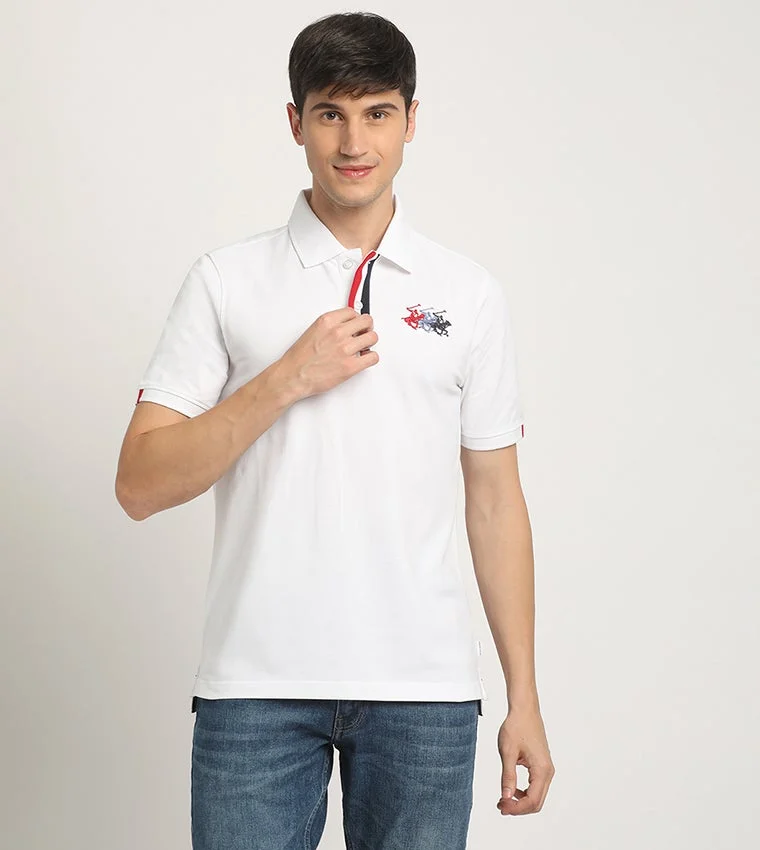 Logo Embroidered Contrast Trim Polo T-Shirt