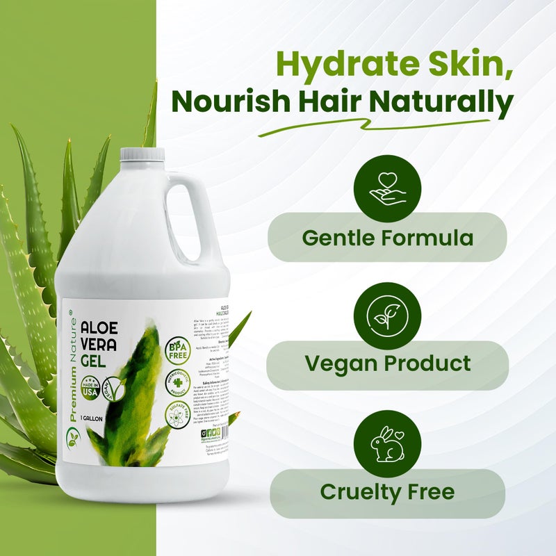Premium Nature Pure Aloe Vera Gel For Face & Dry Skin, Sunburn Relief, Jelly for Skin Moisturizer from Aloe Vera Plant for Hair Aloe Gel 1 Gallon, 128 fl oz - Image 2