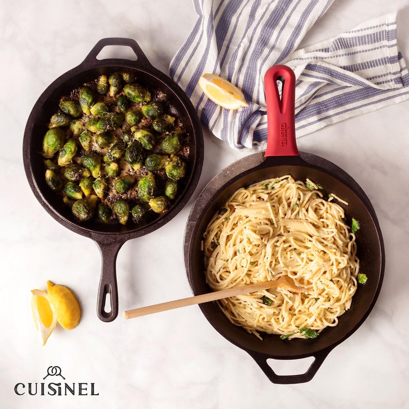 Cuisinel Cast Iron Skillet + Lid - 2-In-1 Multi Cooker - Deep Pot + Frying Pan - 3-Qt Dutch Oven - Pre-Seasoned Oven Cookware - Works for Bread, Indoor/Outdoor, Grill, Stovetop and Induction - Image 5