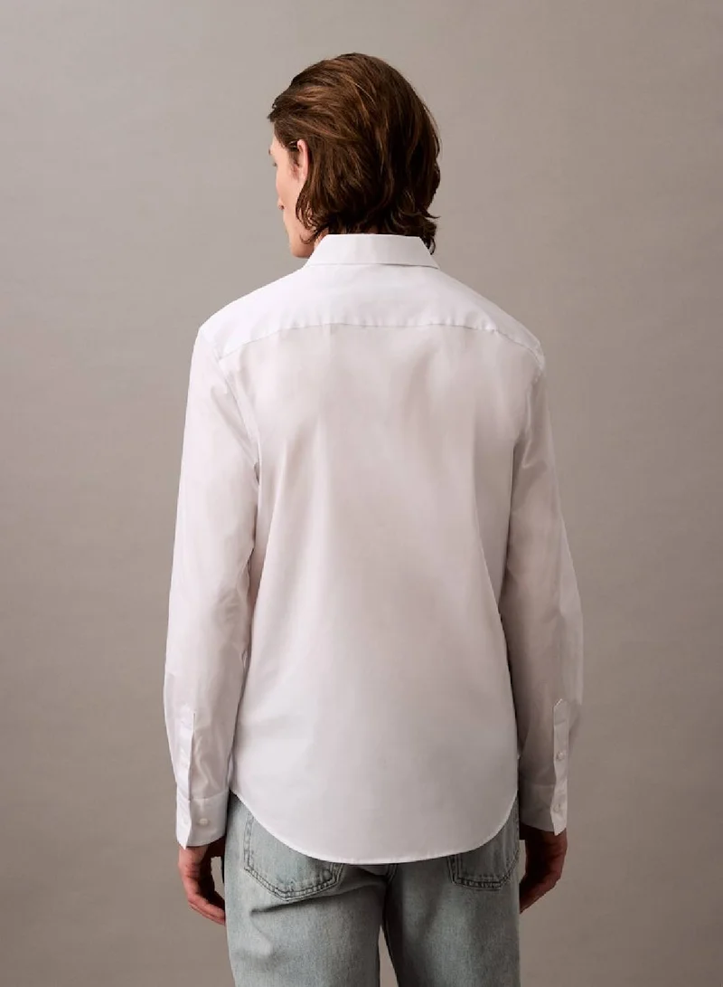 CALVIN KLEIN Brilliant White Slim Stretch Button-Down Shirt for Men | Best Price UAE