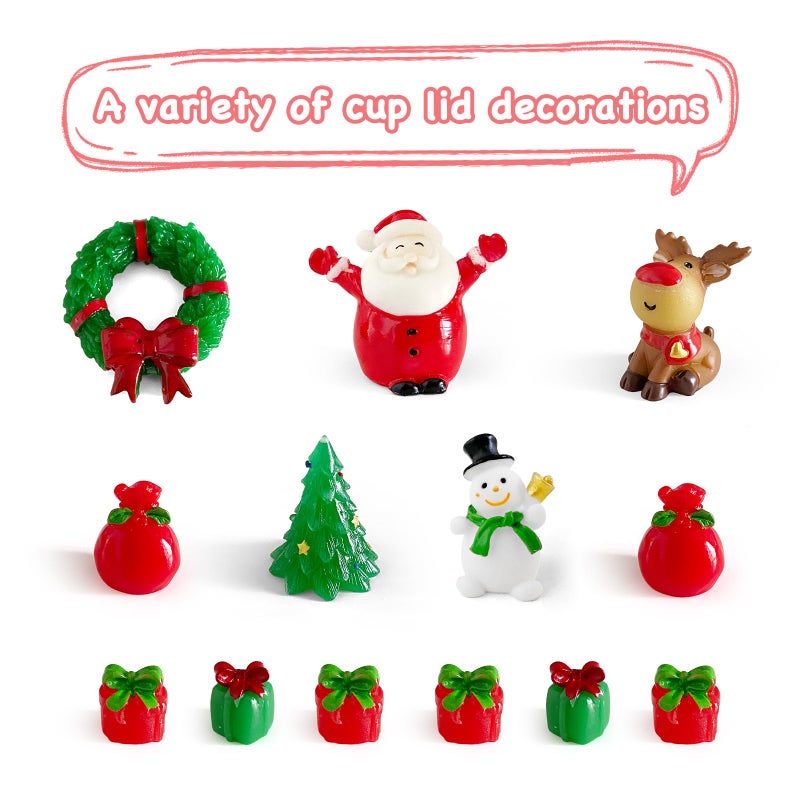 Xyntara Christmas Stanley Cup Lid Accessories 12pcs Straw Toppers for Stanley Cups 40 Oz Cute 10mm Silicone Straw Covers Cap for Tumblers Stanley Charms for Handle Christmas Straw Cover - Image 1