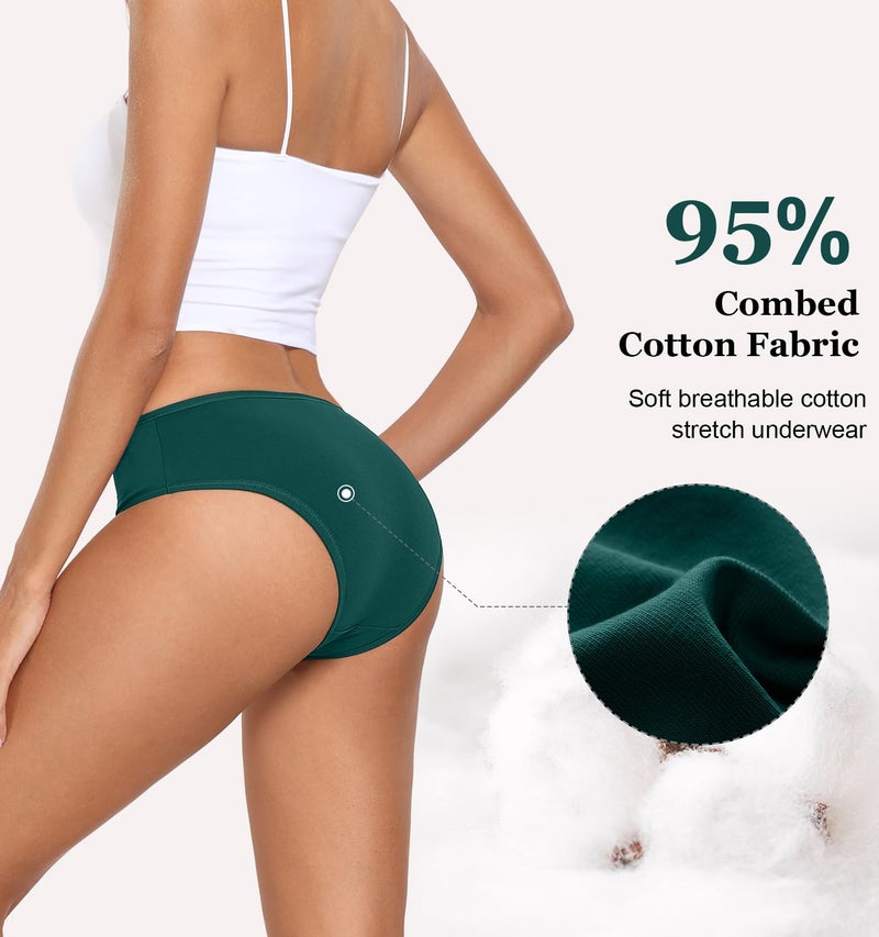 coskefy Womens Panties Soft Breathable Cotton Briefs Underwear Comfortable Low Rise Hipster Underpants 6 Pack - Image 4
