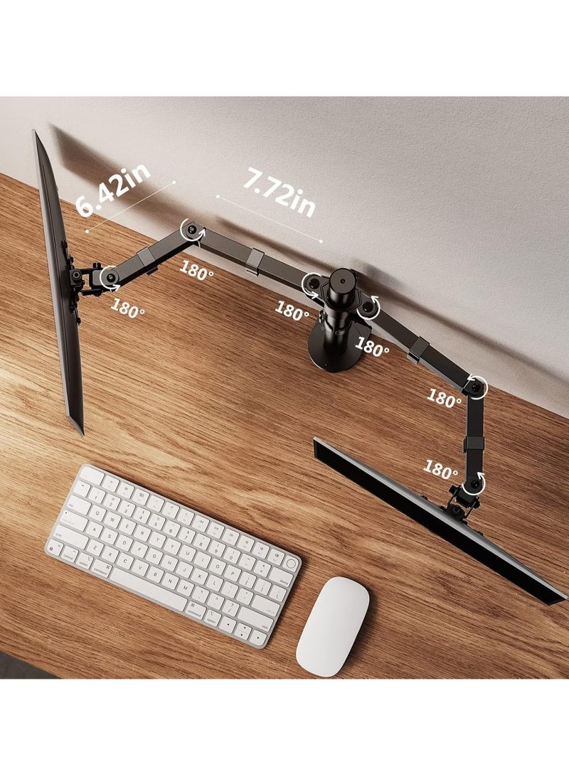TIGER - Dual Monitor Stand for 13 to 32 Inch Screens – Adjustable Monitor Arm Mount with Ergonomic Viewing Angle, Tilt ±45°, Swivel 180°, Rotate 360°, VESA 75/100mm – Space-Saving Desk Mount for Home & Office - Image 1