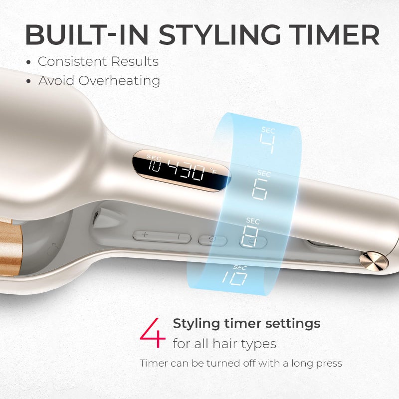 TYMO Curling Iron Hair Crimper Waver - TYMO ROVY Beach Waves Curling Wand, Ionic Deep Waver Hair Curler Tool with Ceramic 3 Barrel for Women, Dual Voltage, Anti-Scald, Easy to Use, Elegant Gold, 1.25 Inch - Image 3