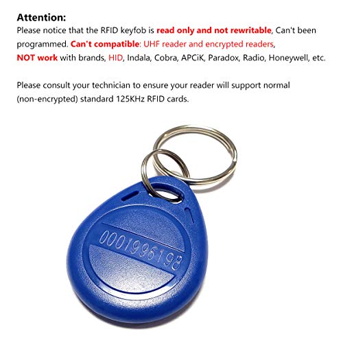 AMOCAM ID Key Fob Card Proximity ID Card Token Tags Keyfobs for Door Entry Access Control System(Read Only), Pack of 100 - Image 4