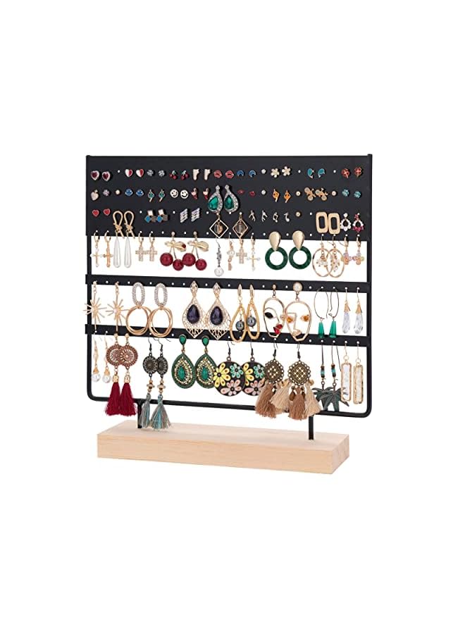 PROMASS Earring Stand Holder 144 Holes Earring Organiser Ear Stud Holder Earring Tree Stand Jewellery Display Stand Holder Rack with Wooden Tray/Dish for Earrings Display Home Use - Image 2