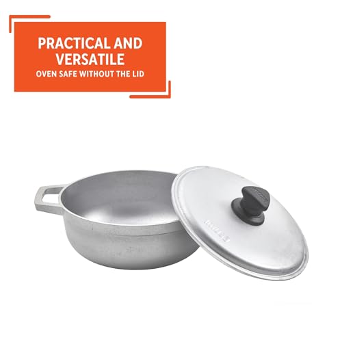 IMUSA Caldero Stock Pot with Aluminium Lid 2QT, Cast Aluminum, Perfect for Serving Small Groups, Riveted Handles, Made in Colombia, Silver - Image 4