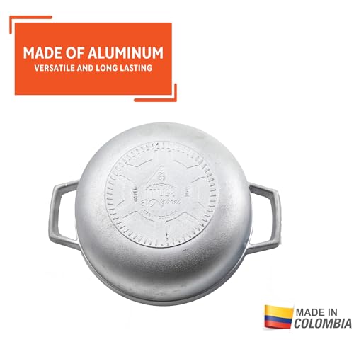 IMUSA Caldero Stock Pot with Aluminium Lid 2QT, Cast Aluminum, Perfect for Serving Small Groups, Riveted Handles, Made in Colombia, Silver - Image 3