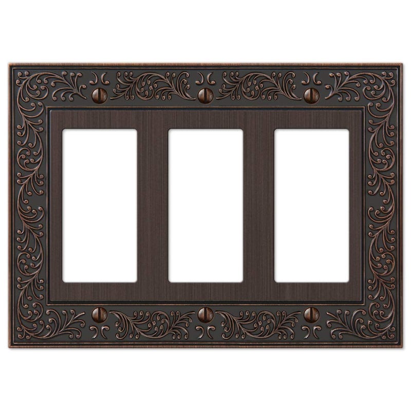 Amerelle 43RRRVB English Garden Wallplate, 3 Rocker, Cast Metal, Aged Bronze, 1-Pack - Image 5