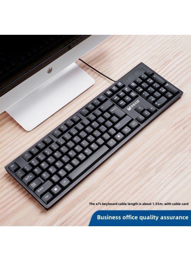 MIXIE Computer Keyboard USB All-in-one Notebook Office English Packaging Wired Keyboard Mouse Wholesale-Color:X1000 Wired USB Mouse And Keyboard Set