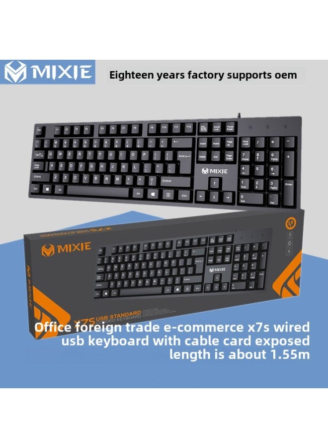 MIXIE Computer Keyboard USB All-in-one Notebook Office English Packaging Wired Keyboard Mouse Wholesale-Color:X1000 Wired USB Mouse And Keyboard Set