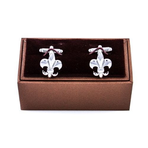 MRCUFF Fleur De Lis Classic Pair Cufflinks in a Presentation Gift Box & Polishing Cloth - Image 2