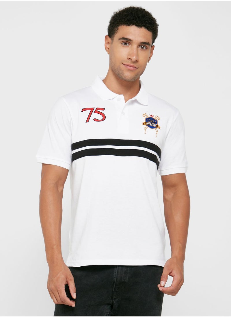 Seventy Five - Stripe Polo Shirt - Image 1