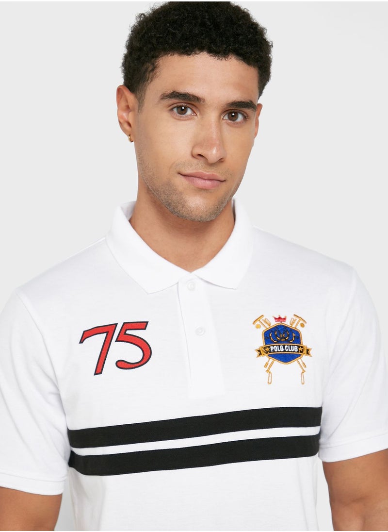 Seventy Five - Stripe Polo Shirt - Image 1
