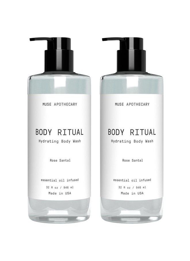 Muse Apothecary Muse Bath Apothecary Body Ritual Hydrating Body Wash Rose Santal Body Wash For Women & Men Essential Oil Infused Aromatherapy Body Wash Women Natural Body Wash For Women 32 Ounce 2 Pack  - Image 1