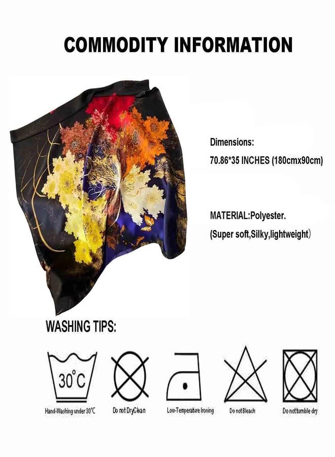 Acotavie Scarfs for Women Dressy Fashion Scarves Long Floral Pattern Scarf Lightweight Sunscreen Shawls, C027, 70.86 inches x 35.43 inches - Image 4