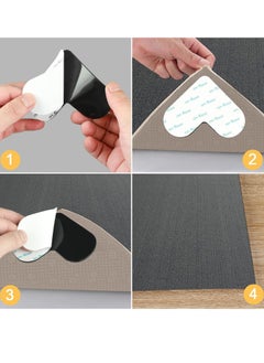 Y&D Rug Gripper Set, 12 Pcs Double Sided Non-Slip Grippers for Rugs, Curling Tape Hardwood Floors, Corner Side Floors and Tile (Black)  - Image 4