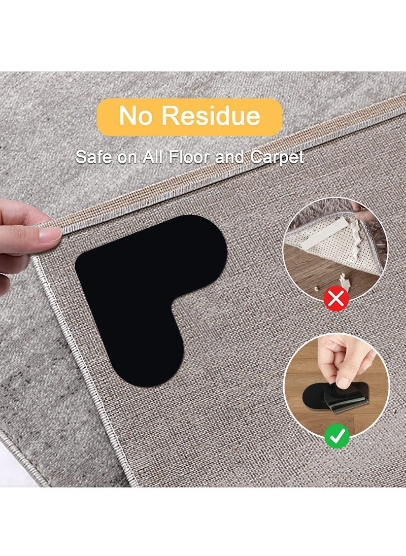 Y&D - Rug Gripper Set, 12 Pcs Double Sided Non-Slip Grippers for Rugs, Curling Tape Hardwood Floors, Corner Side Floors and Tile (Black) - Image 1