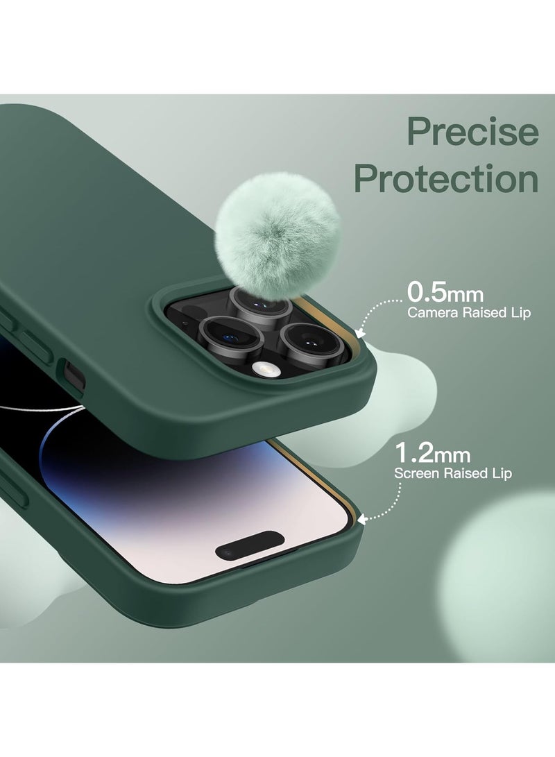 Silicone Case for iPhone 14 Pro 6.1-Inch, Silky-Soft Touch Full-Body Protective Phone Case, Shockproof Cover with Microfiber Lining (Midnight Green) - Image 2