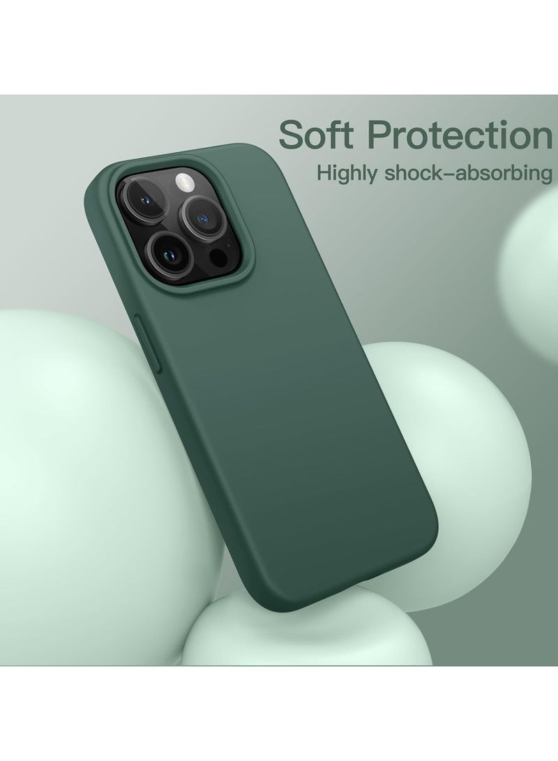 Silicone Case for iPhone 14 Pro 6.1-Inch, Silky-Soft Touch Full-Body Protective Phone Case, Shockproof Cover with Microfiber Lining (Midnight Green) - Image 3