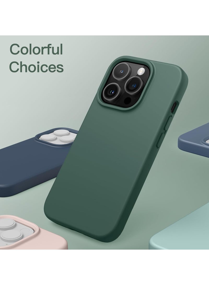 Silicone Case for iPhone 14 Pro 6.1-Inch, Silky-Soft Touch Full-Body Protective Phone Case, Shockproof Cover with Microfiber Lining (Midnight Green) - Image 5