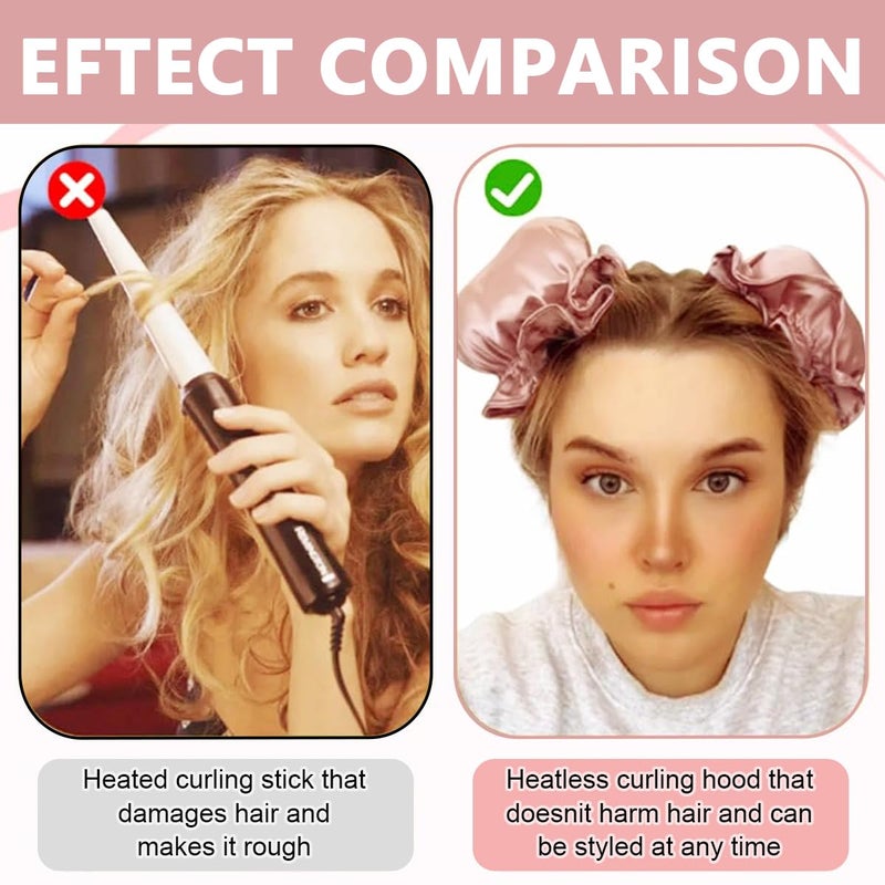 M'AYCREATE MAYCREATE® 2Sets Satin Heatless Hair Curler, Hair Rollers for Heatless Curls with Hair Caps, Soft Curling Rod Headband for Long Hair Can Sleep in Overnight, DIY Hairstyling Tools - Image 5
