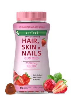 BIYODE Optimal Solutions, Hair, Skin And Nails Gummies, Strawberry Flavored - 80 Gummies  - Image 1