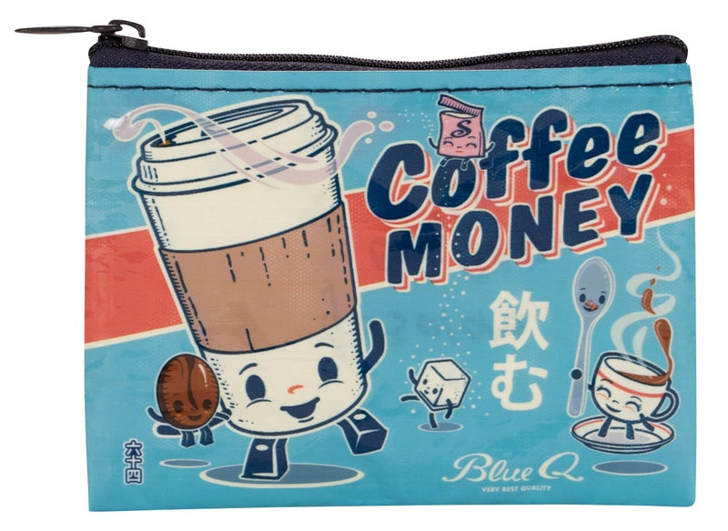 Blue Q Coin Purse â€“ Cute Coin Pouch for Men and Women, Small Wallet Keychain Organizer, Zipper Bag for Coins, Gift Cards & Earbuds, Mini Card Holder, Compact Zip Wallet, 3"h x 4"w - Image 1