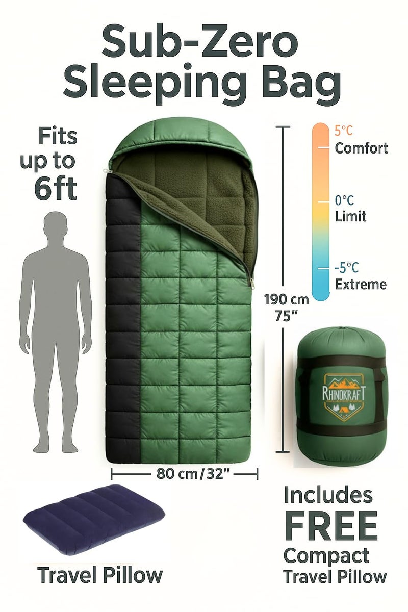 RhinoKraft -2 Degree | Anti Fleece Liner | 2.4 Kg Weight | Super Warm | Sleeping Bag for Adventure | Camping, Trekking and Outdoor Activity - Image 3