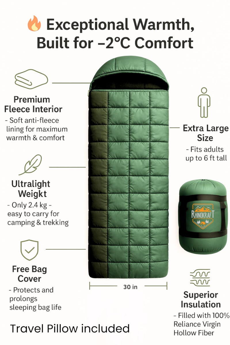 RhinoKraft -2 Degree | Anti Fleece Liner | 2.4 Kg Weight | Super Warm | Sleeping Bag for Adventure | Camping, Trekking and Outdoor Activity - Image 4