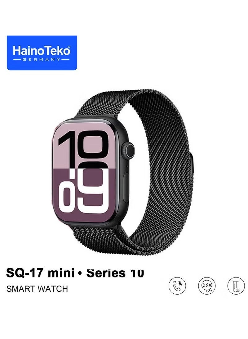 هينو تيكو ساعة هاينو تيكو SQ-17 الذكية الصغيرة بشاشة AMOLED مع 3 أحزمة قابلة للتبديل مصممة للسيدات باللون الأسود - Image 1