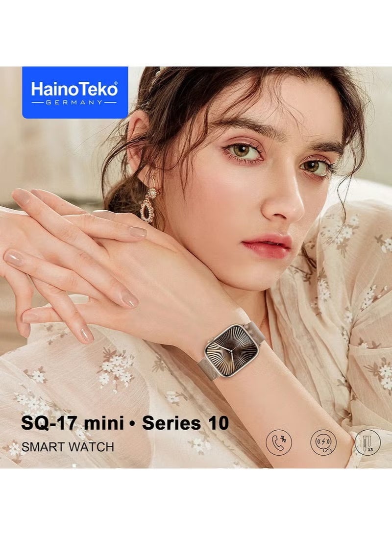 هينو تيكو ساعة هاينو تيكو SQ-17 الذكية الصغيرة بشاشة AMOLED مع 3 أحزمة قابلة للتبديل مصممة للسيدات باللون الأسود - Image 2
