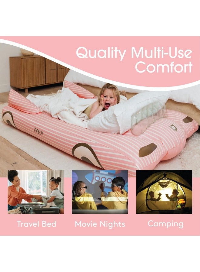 FUNBOY FUNBOY Kids Pink Inflatable Travel Bed & Mattress. Perfect for Sleepovers. Includes Carrying Case Storage Bag, Twin  - Image 1